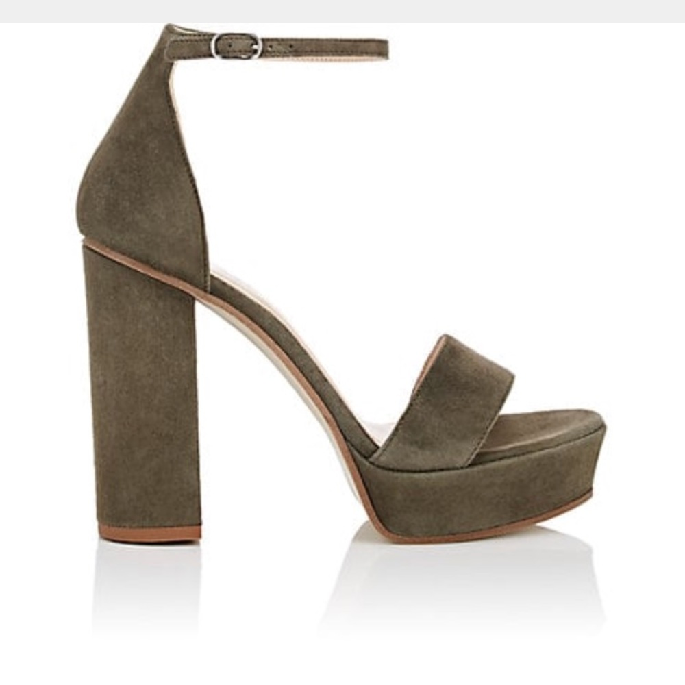 NIB Barneys New York Suede Ankle-Strap Platforms - Picture 2 of 4